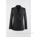 Black-white vertical stripe woven suit